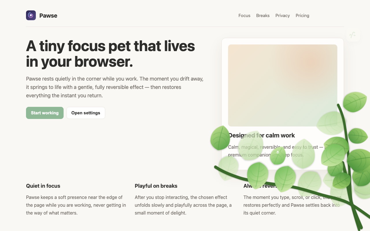 Overgrowth effect with vines and leaves spreading across the page